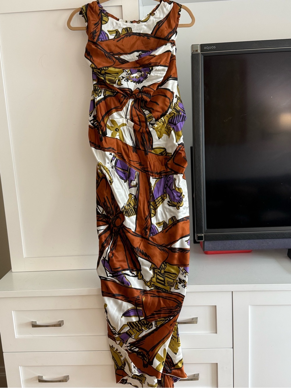 Sleeveless Maxi Dress in Rust, White & Purple Floral Print